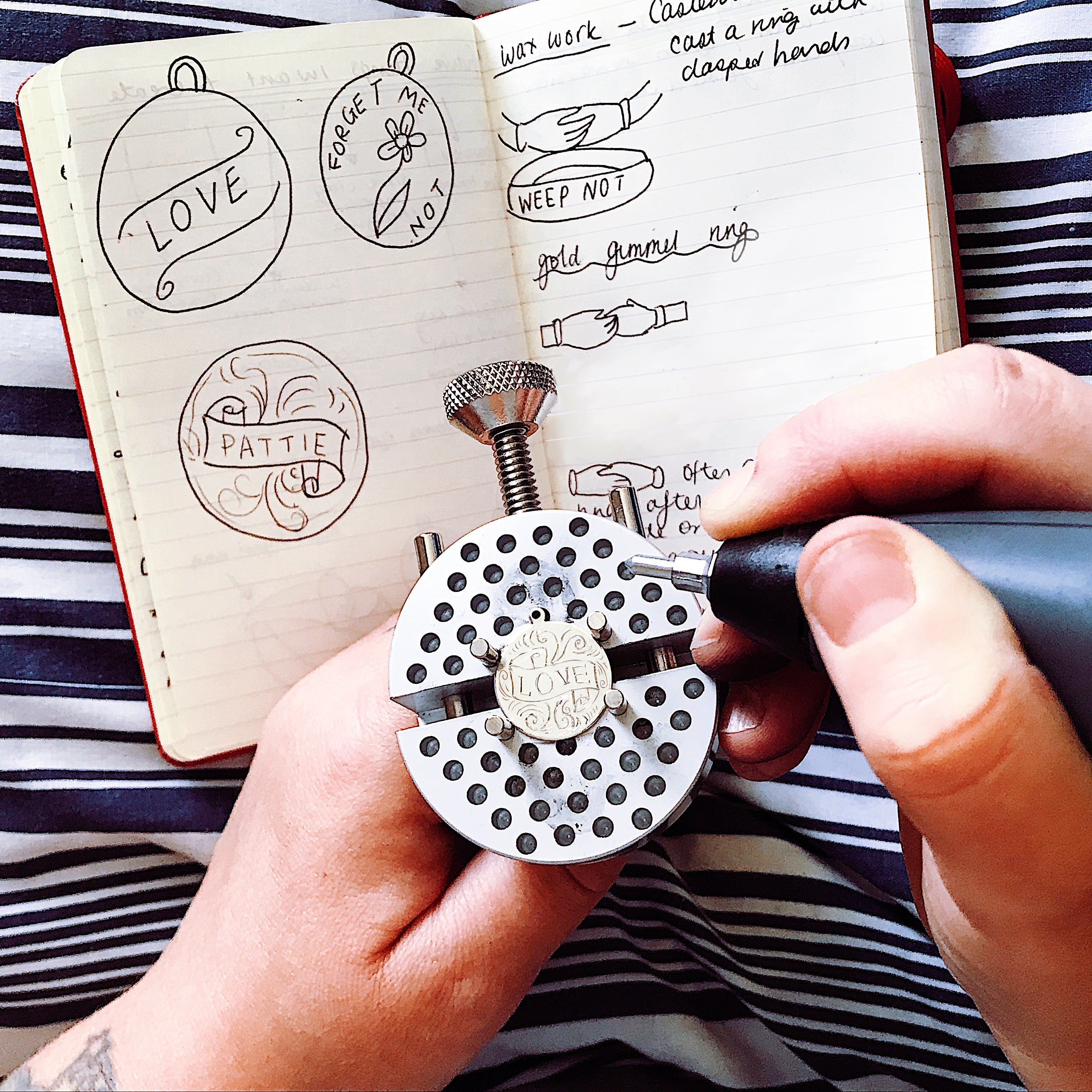 Engraving from my home jewellery studio