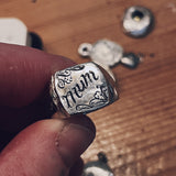 Hand carved mum signet ring