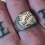 Hand carved mum signet ring