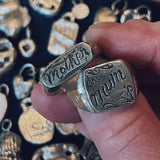 Hand carved mum signet ring