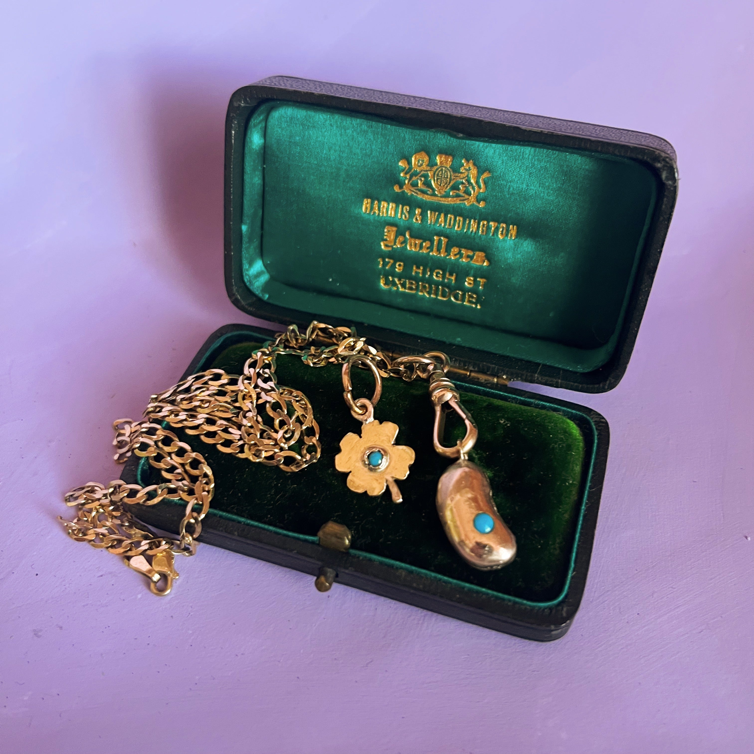 Solid gold lucky bean charm
