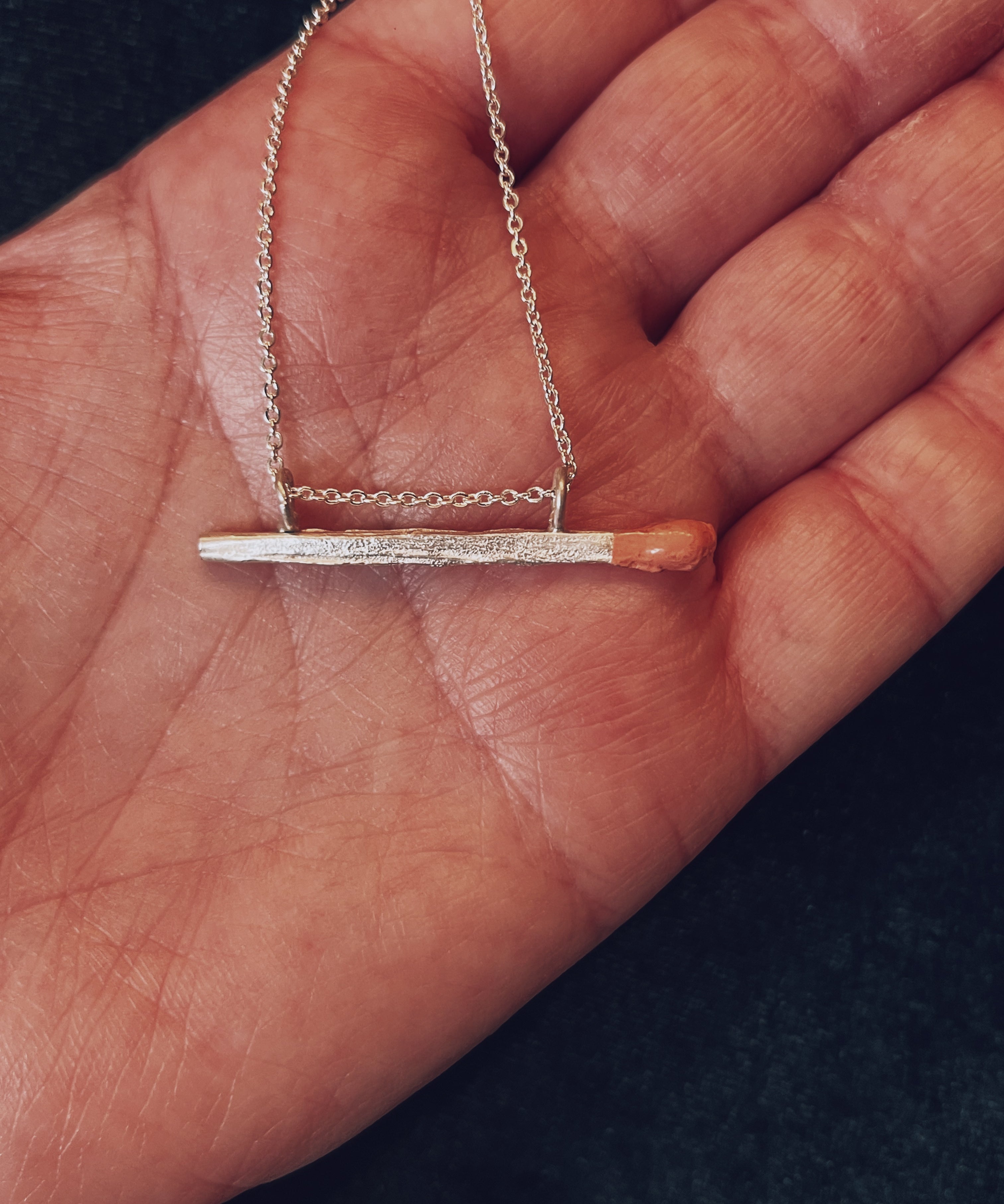 Sterling silver matchstick necklace