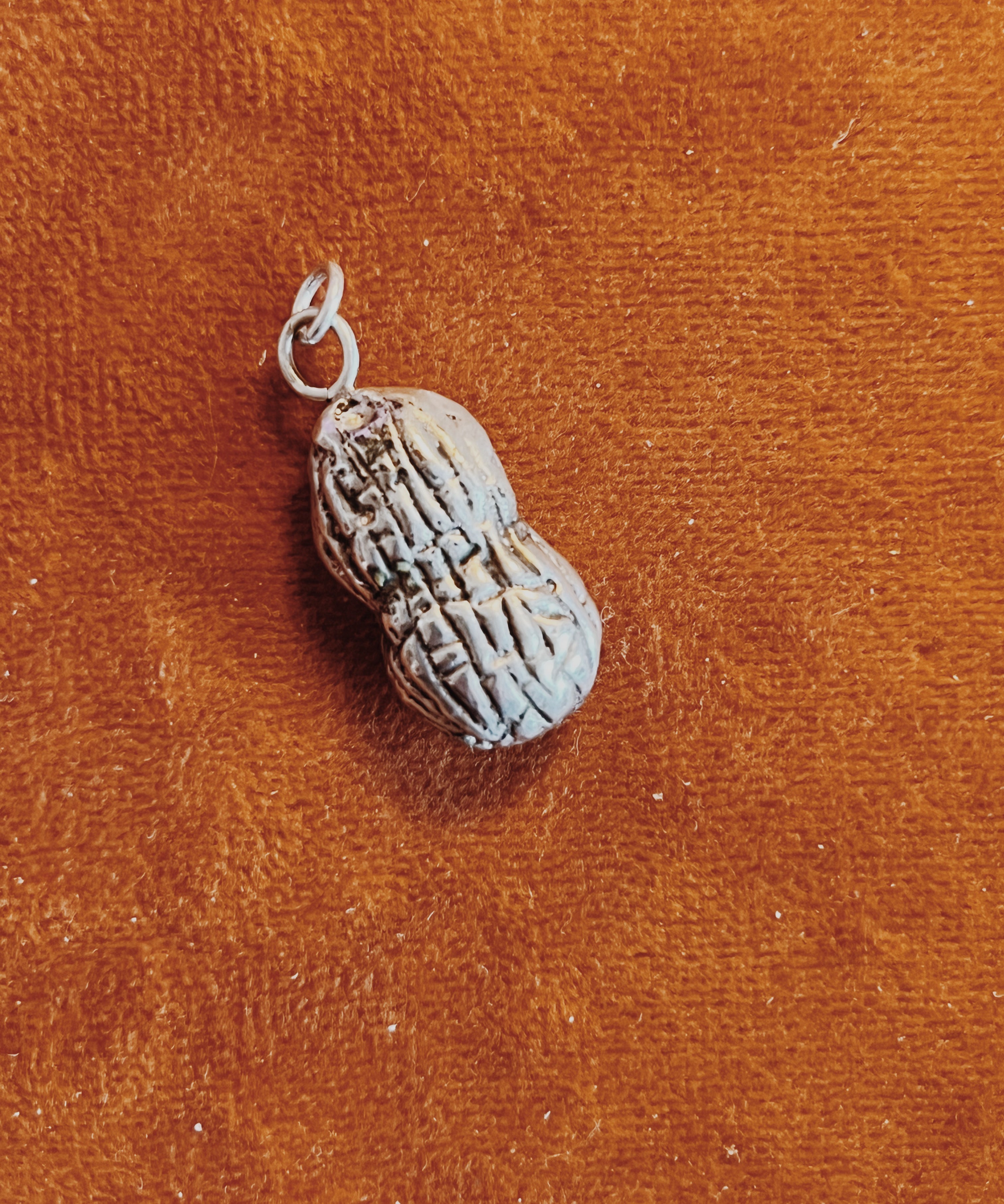 Solid sterling silver peanut charm