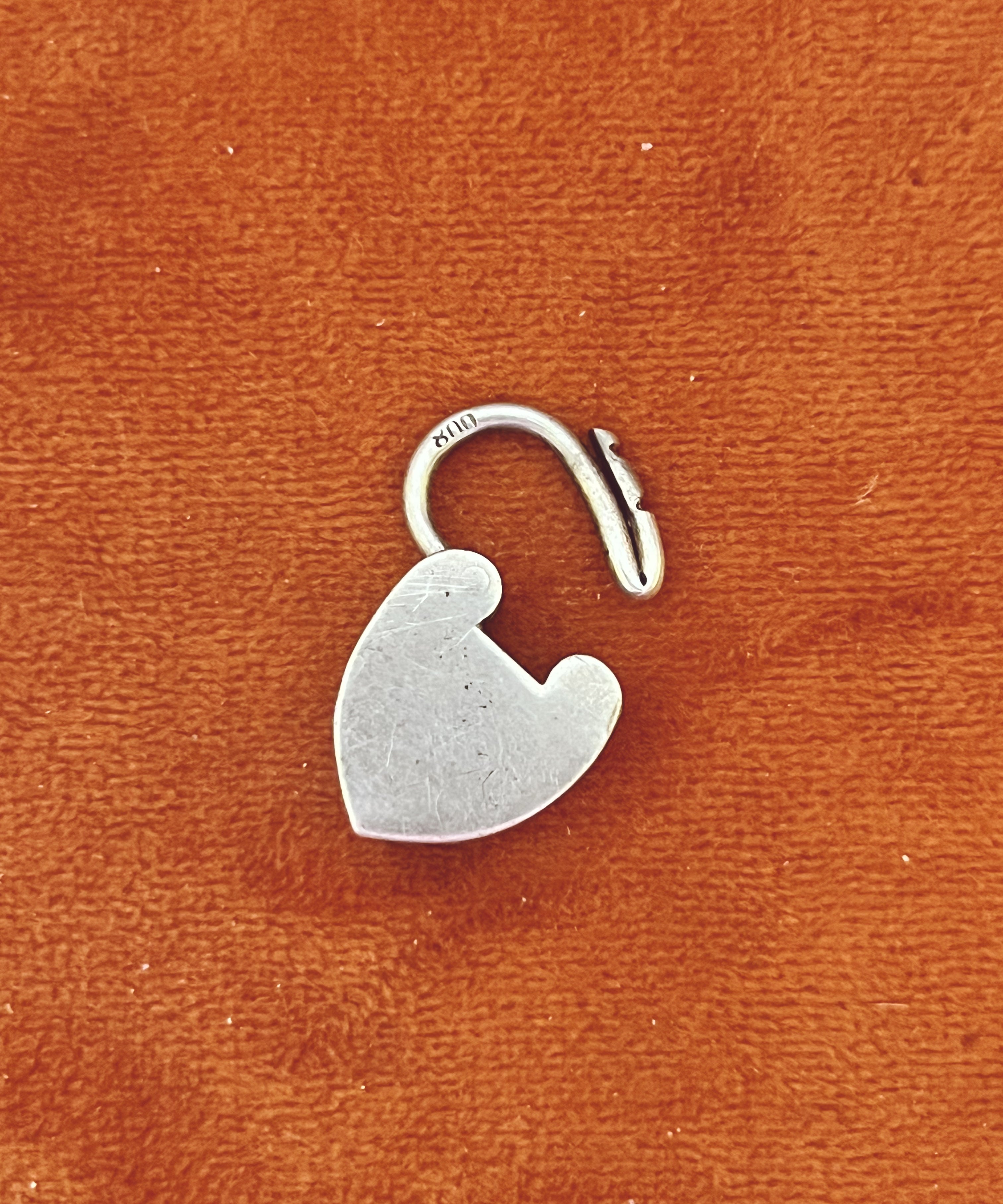 Antique solid silver lock pendant