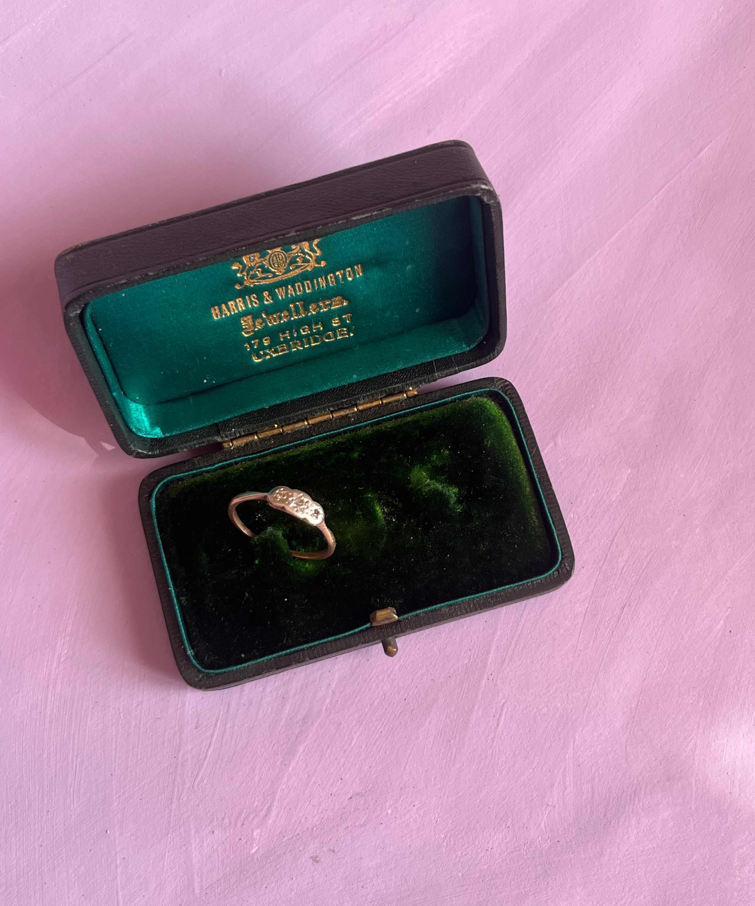 Gold and platinum diamond trilogy ring